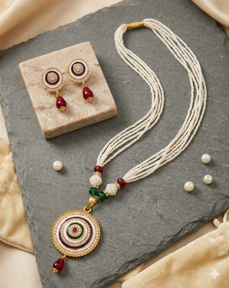 Royal Pearl Festive Pendant Set