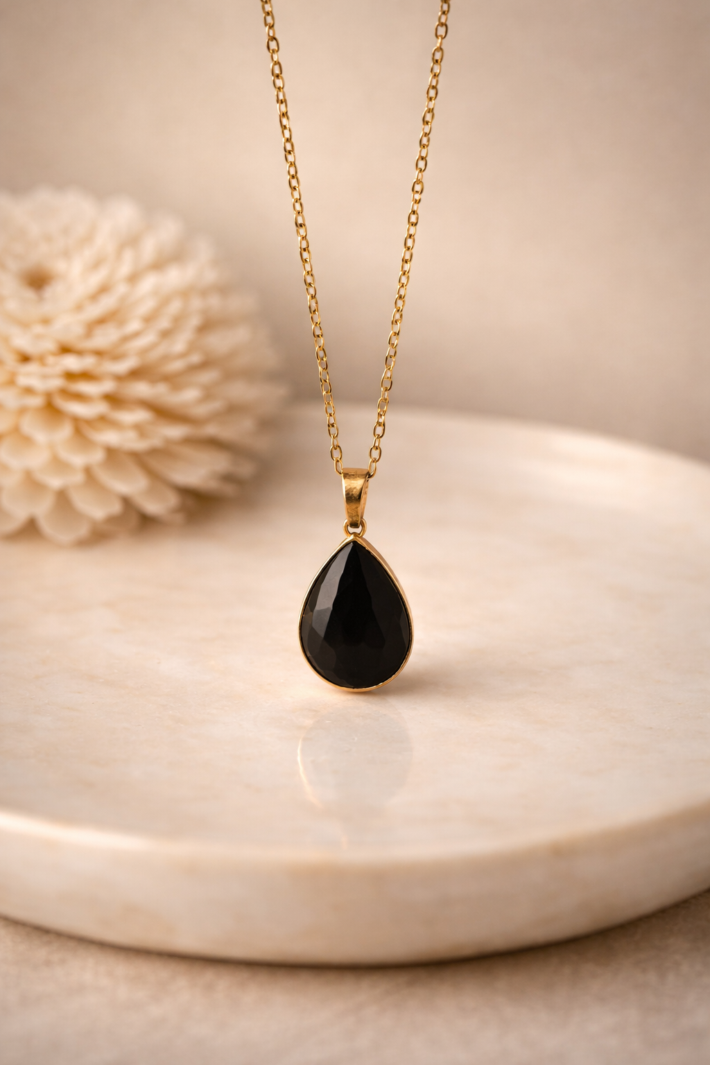 Black Crystal Teardrop Necklace