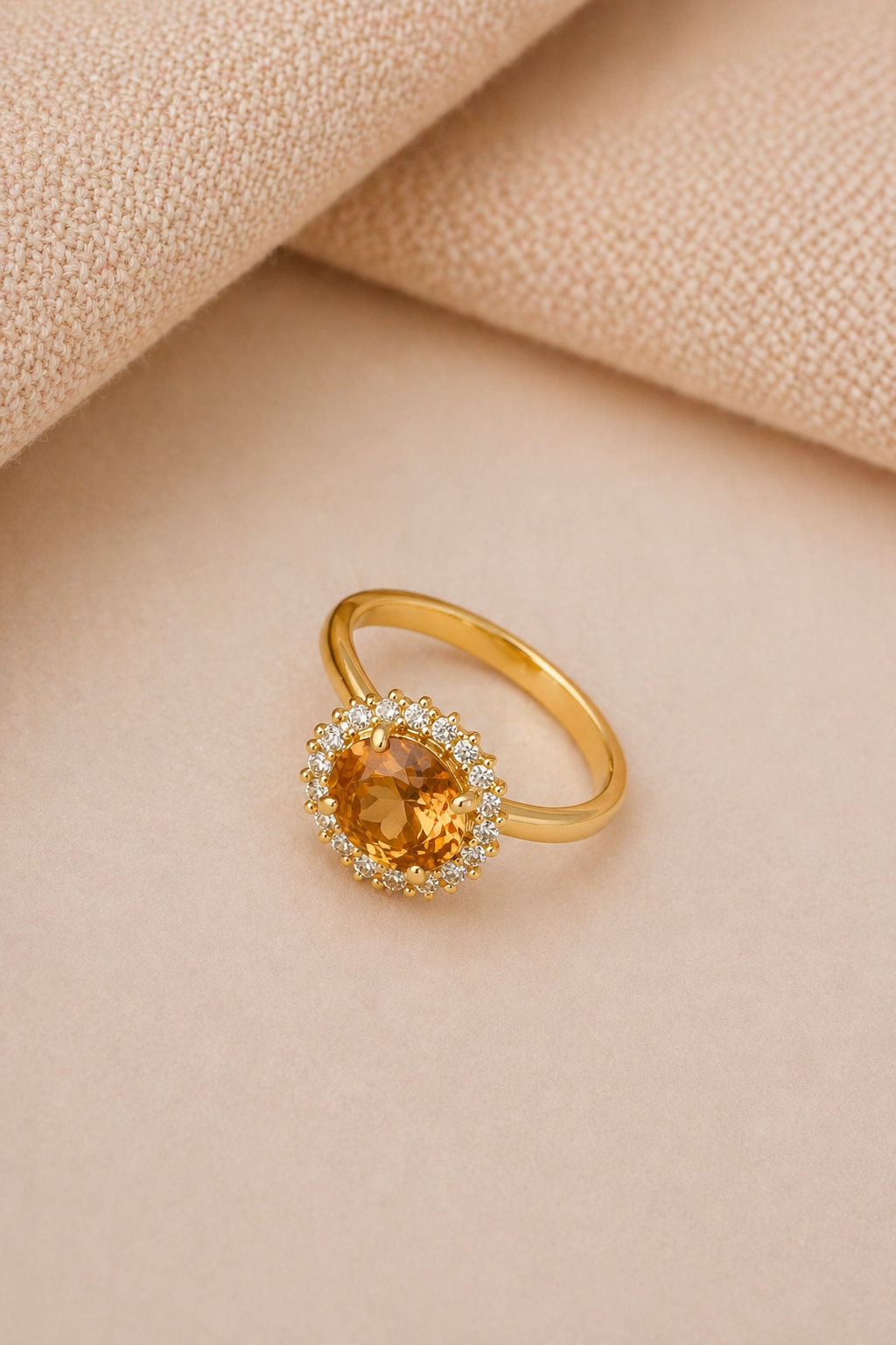 Amber Glow Halo Ring