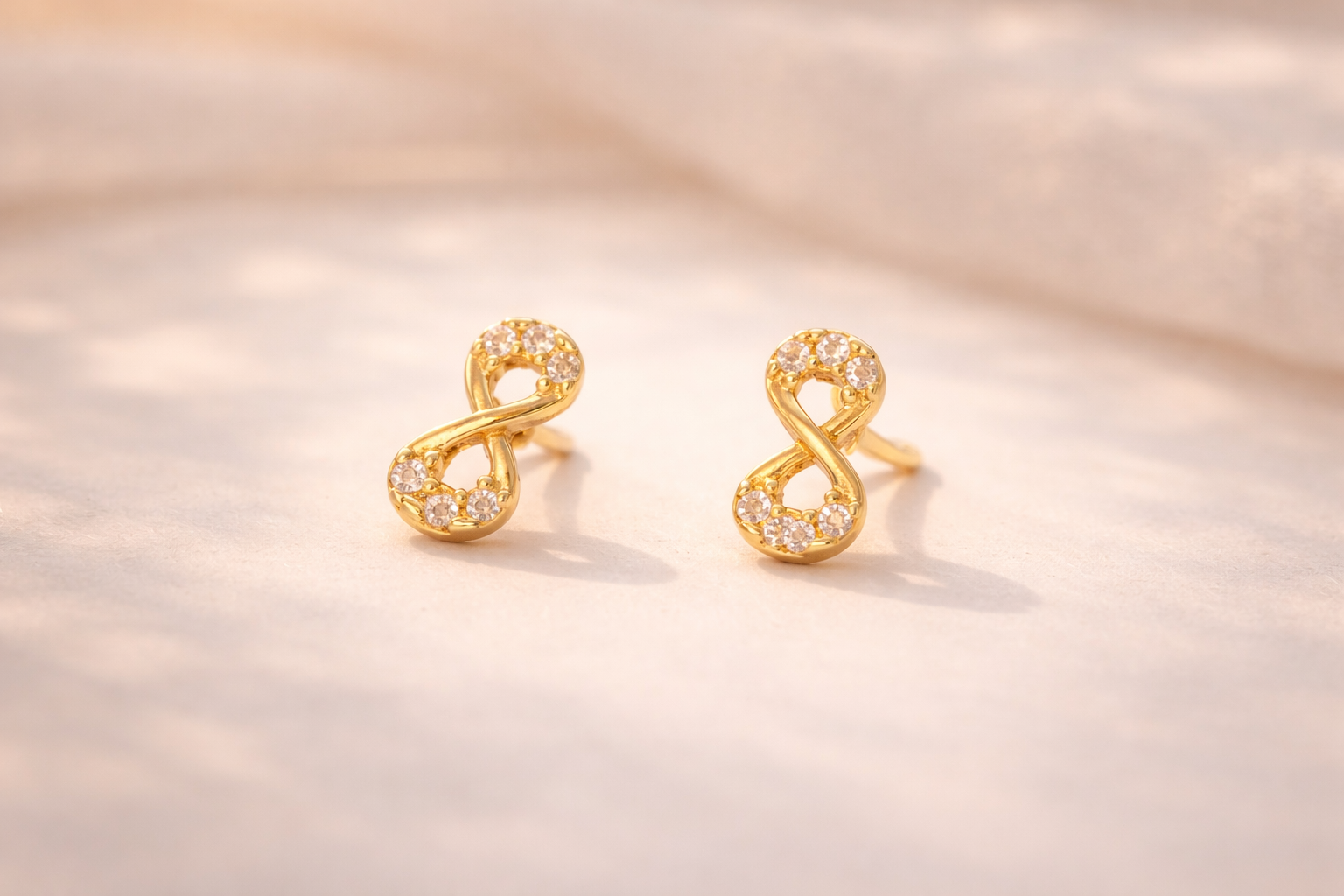 Golden Infinity Spark Stud Earrings