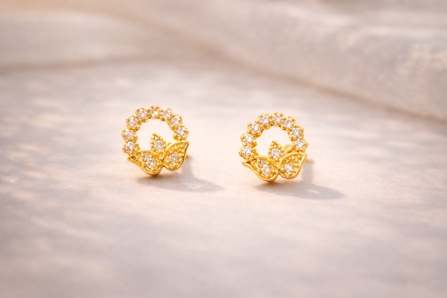 Golden Lotus Halo Stud Earrings