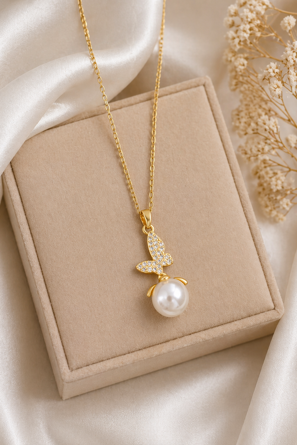 Pearl Butterfly Drop Pendant