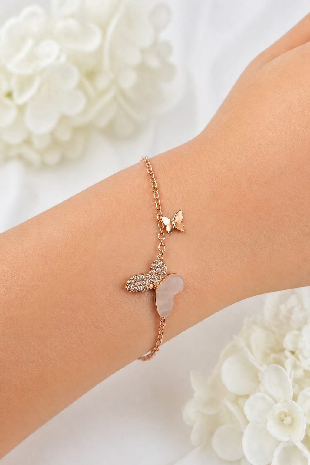 Rose Gold Butterfly Glow Bracelet