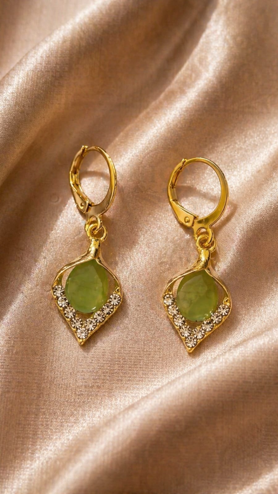 Olive Glow Drop Earrings