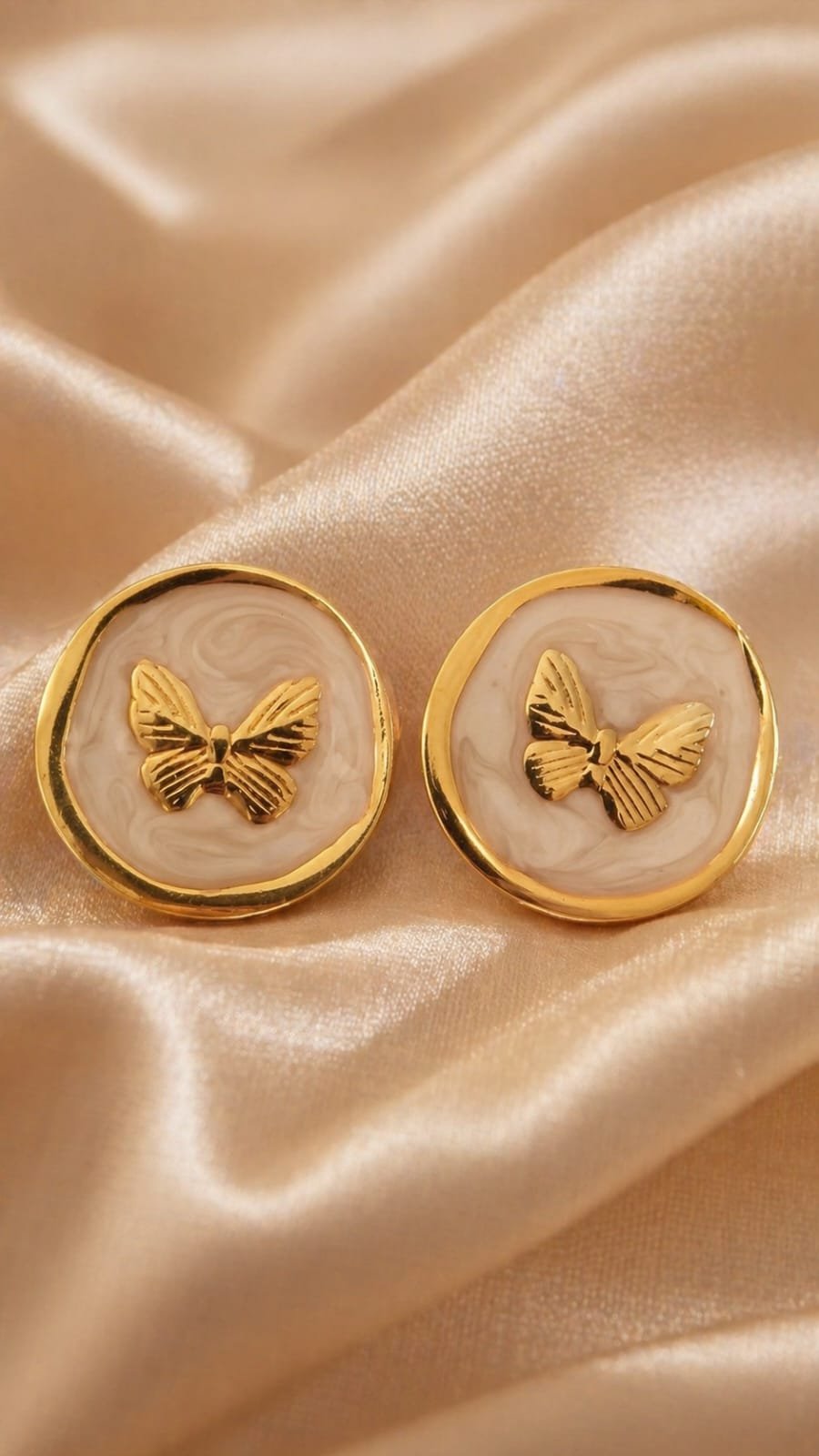 Golden Butterfly Pearl Studs