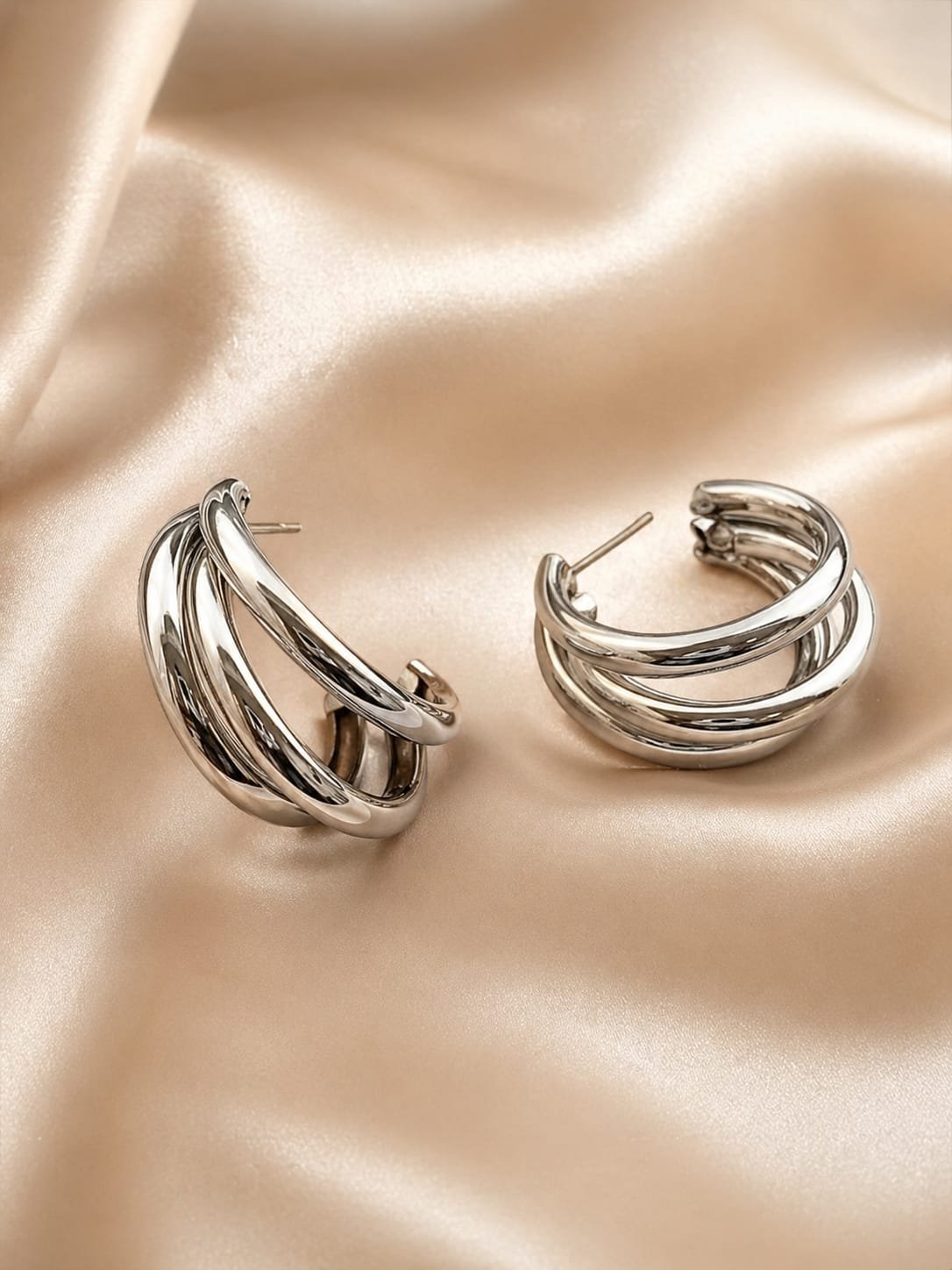 Silver Twist Hoop Earrings