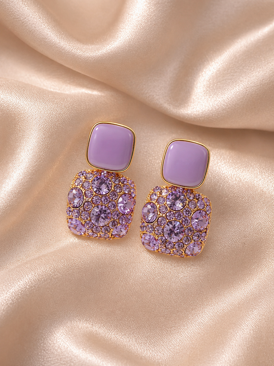 Lavender Crystal Luxe Drop Earrings