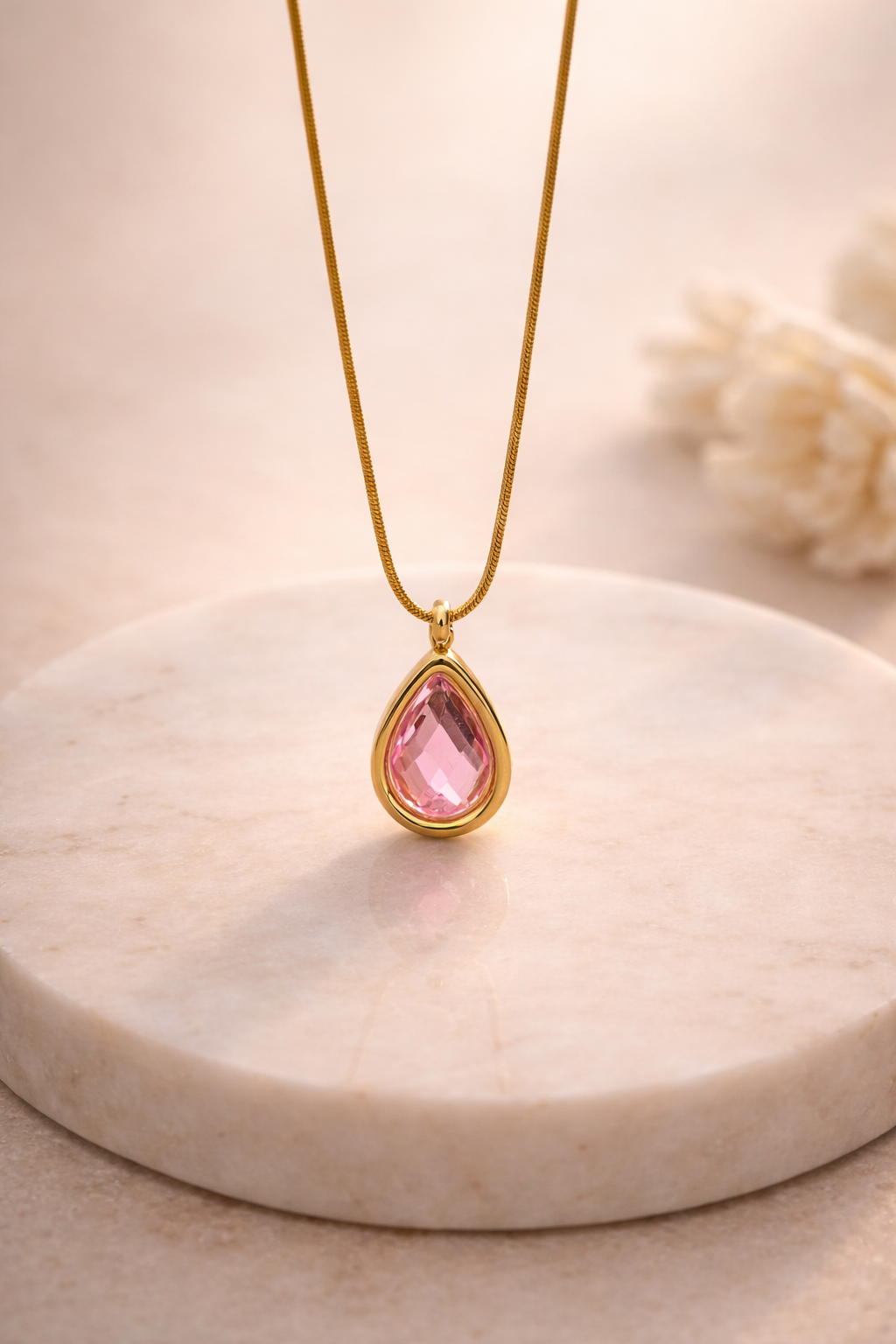 Blush Teardrop Elegance Pendant