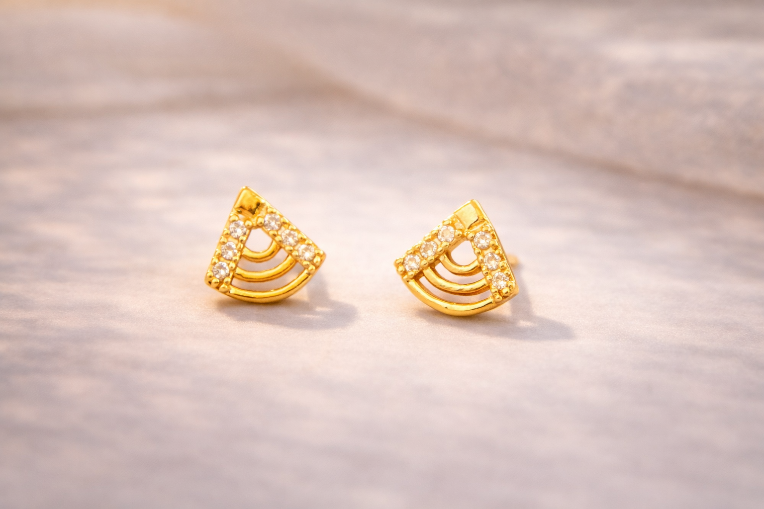 Golden Arc Spark Stud Earrings