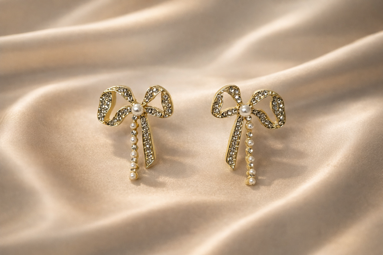 Pearl Bow Spark Earrings