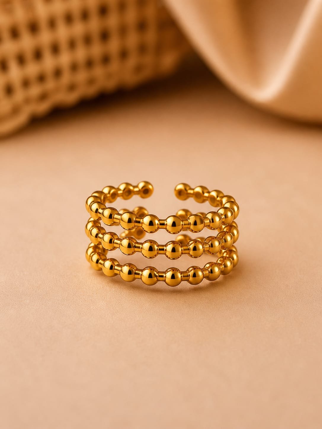 Golden Beaded Luxe Ring