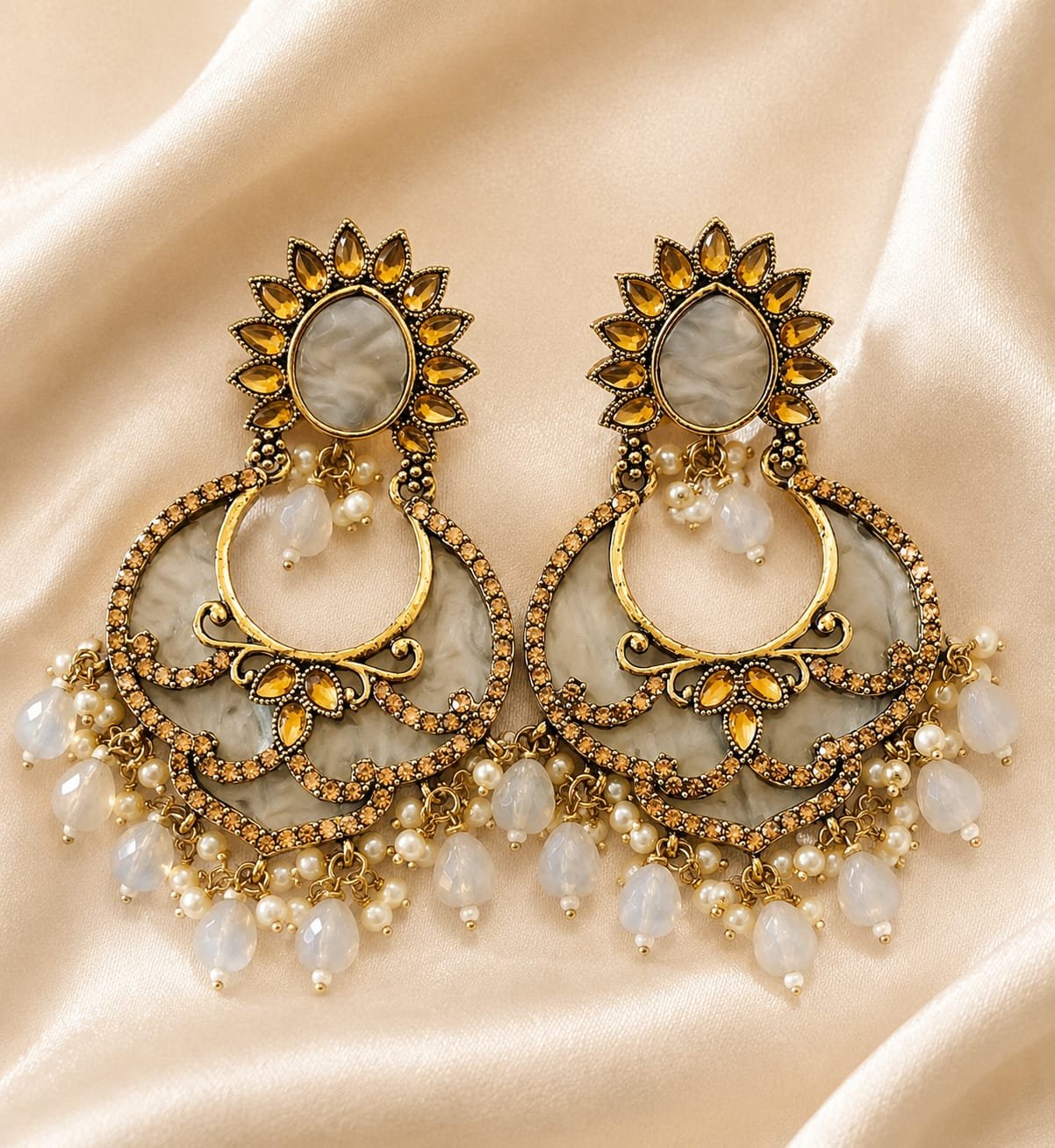 Moonlight Pearl Chandbali Earrings