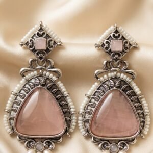 Vintage Rose Quartz Statement Earrings