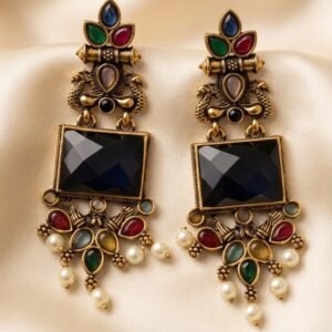 Royal Multicolor Black Stone Earrings