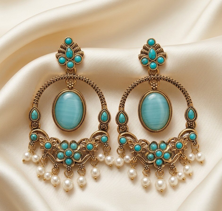 Vintage Turquoise Empress Chandbalis