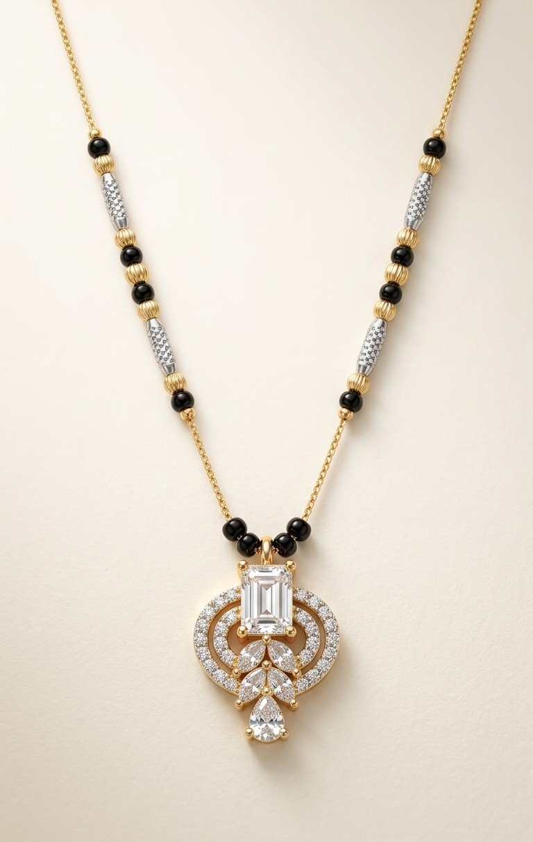 Royal Black Stone Mangalsutra Pendant Necklace
