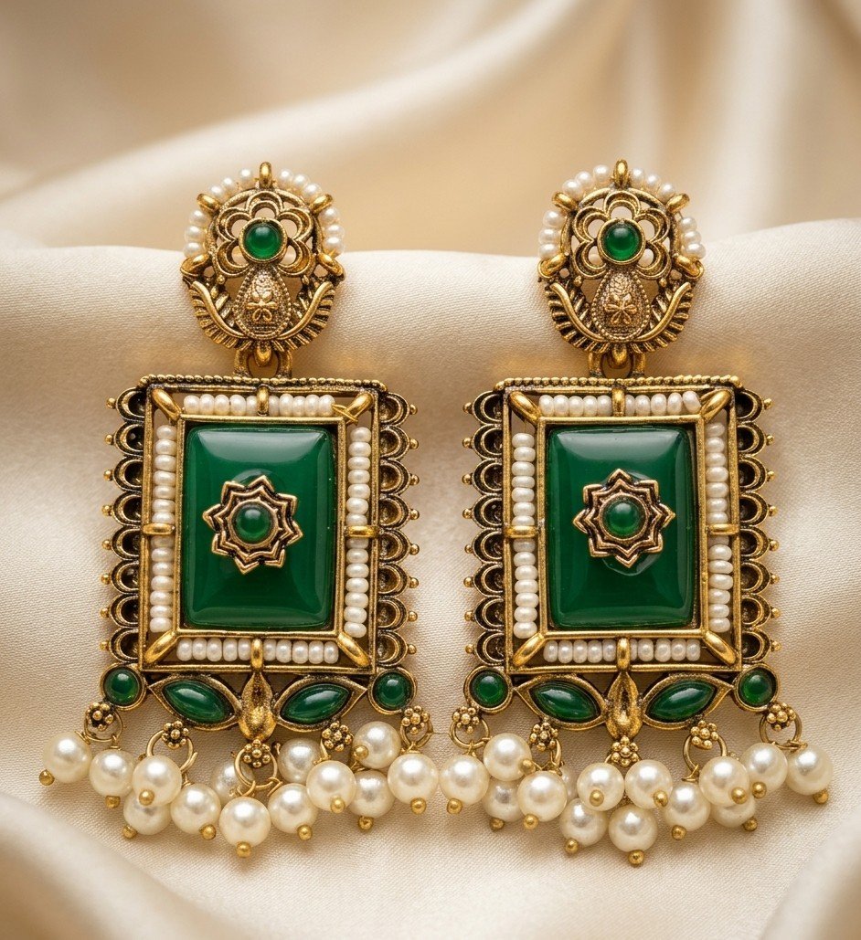 Emerald Pearl Heritage Earrings