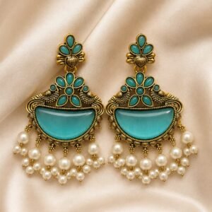 Turquoise Pearl Statement Earrings