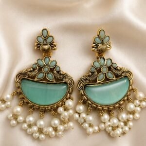 Aqua Pearl Floral Earrings