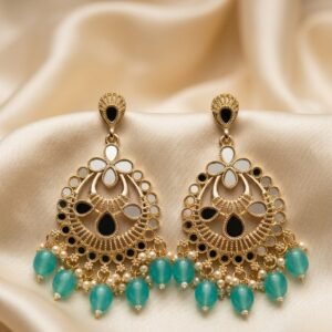 Imperial Teal Mirror Chandbalis