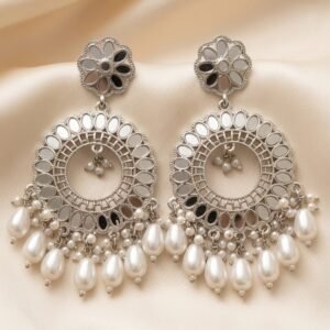 Shimmering Mirror & Pearl Chandbalis