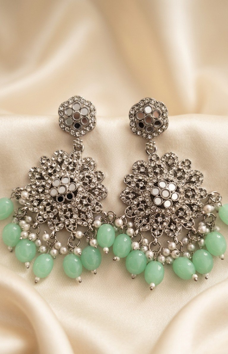 Mint Meadow Mirror Chandbalis