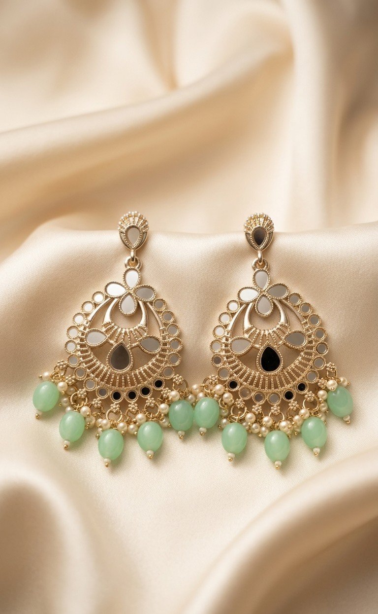 Imperial Mint Mirror Chandbalis