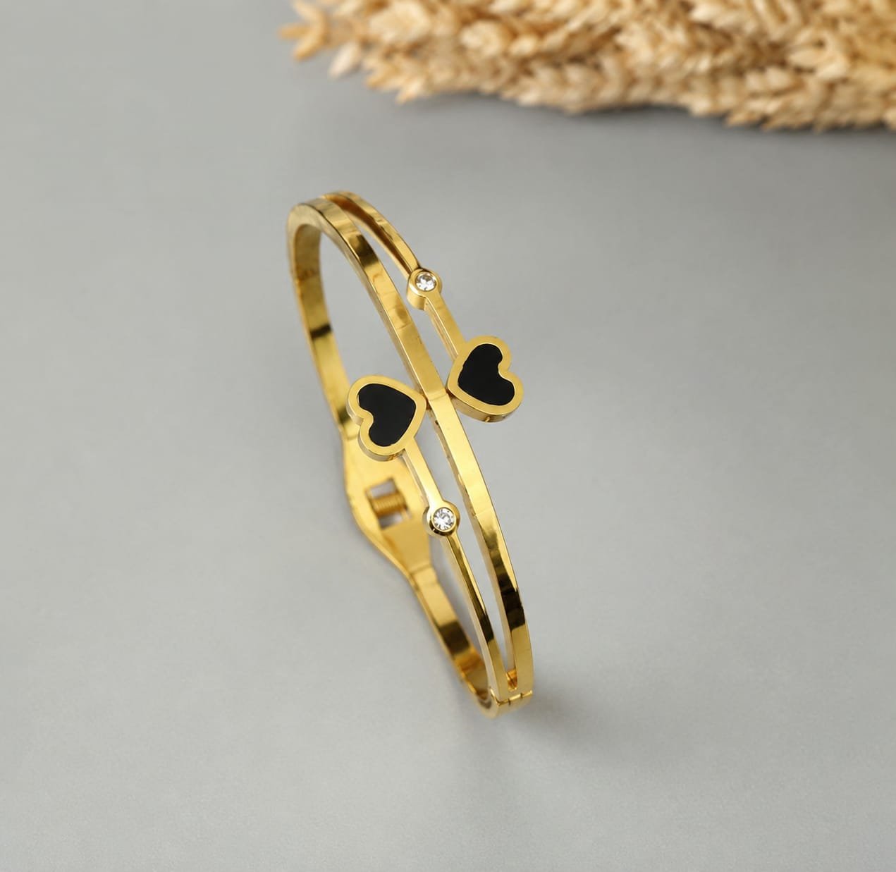 Black Heart Stacked Bracelet