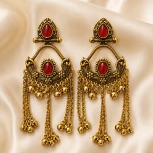 Ruby Antique Tassel Earrings