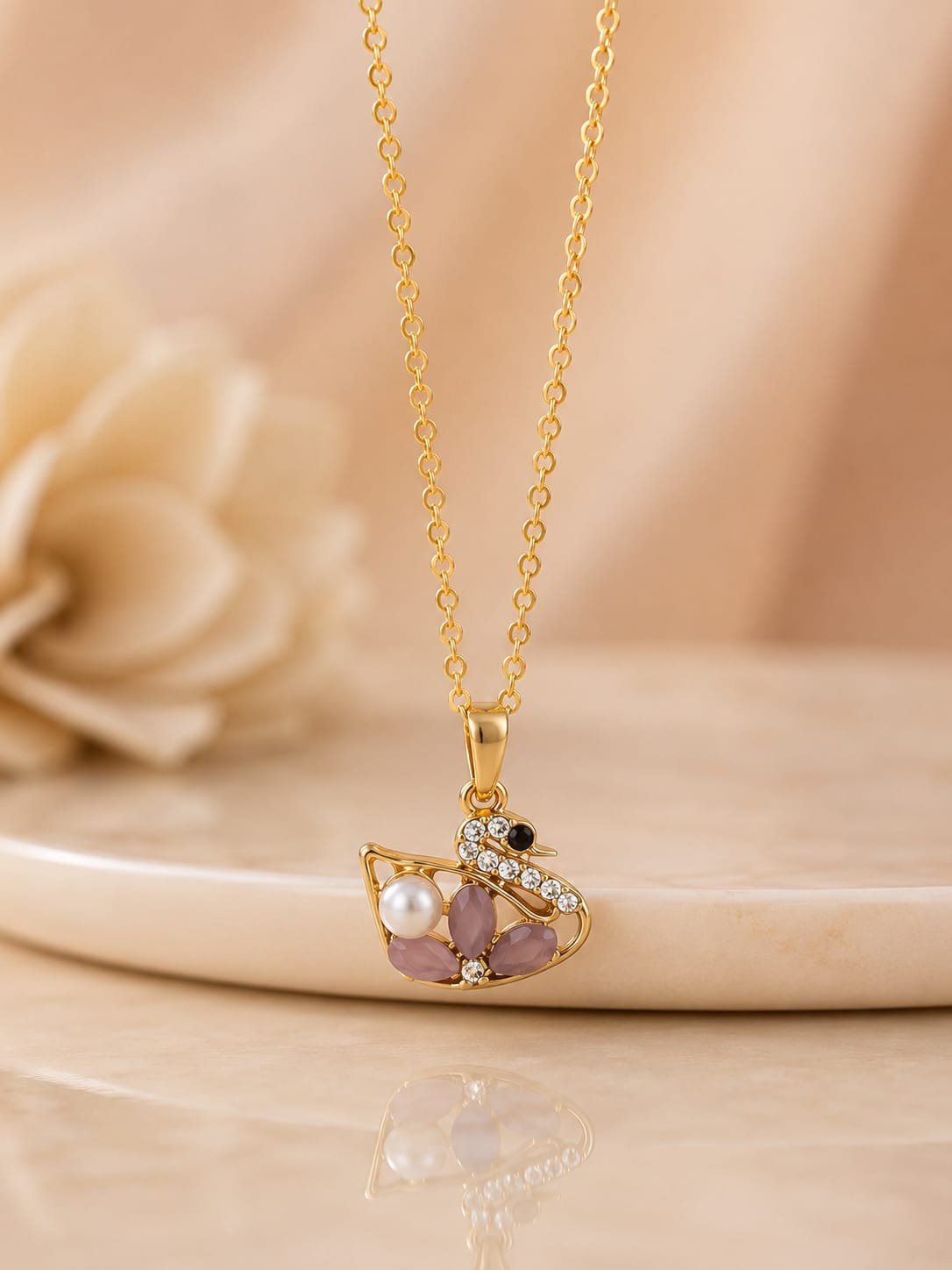 Blush Grace Swan Pendant