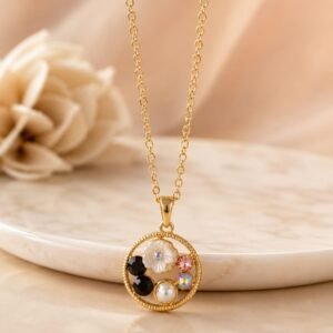 Midnight Blossom Circle Pendant