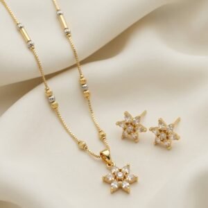 Elegant Floral Crystal Pendant Necklace Set