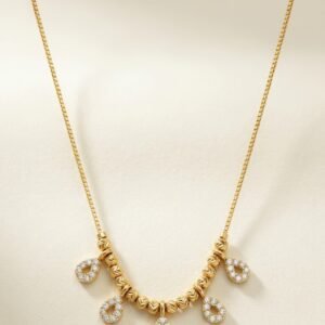 Elegant Crystal Teardrop Charm Gold-Tone Necklace