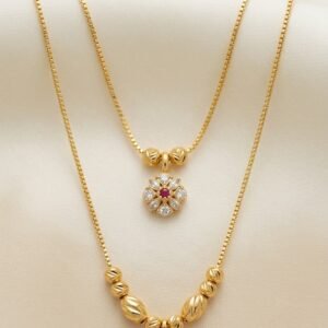 Elegant Dual Layer Ruby Floral Pendant Necklace