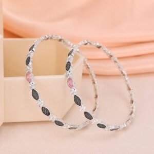 Silver Bloom Crystal Bangles