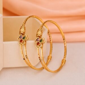 Floral Charm Gold-Plated Bangles