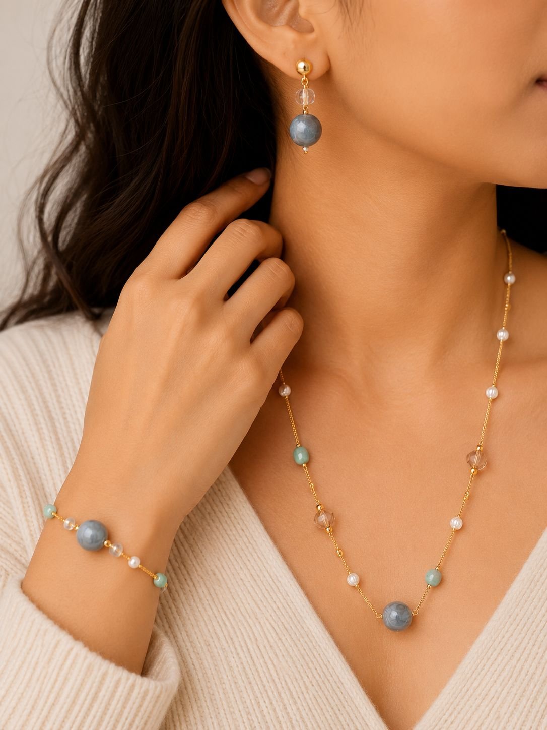 Ocean Mist Beaded Jewelry Set