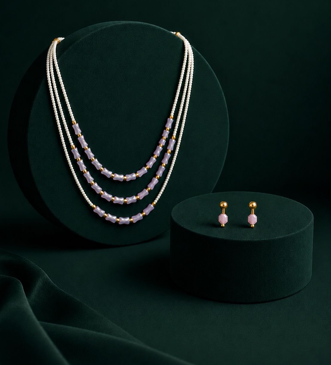 Lavender Pearl Layered Jewelry Set
