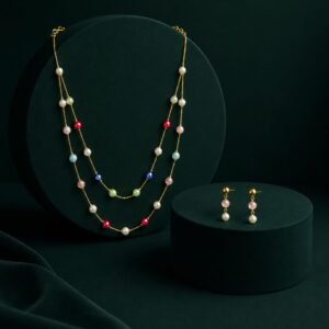 Rainbow Pearl Beaded Jewelry Set