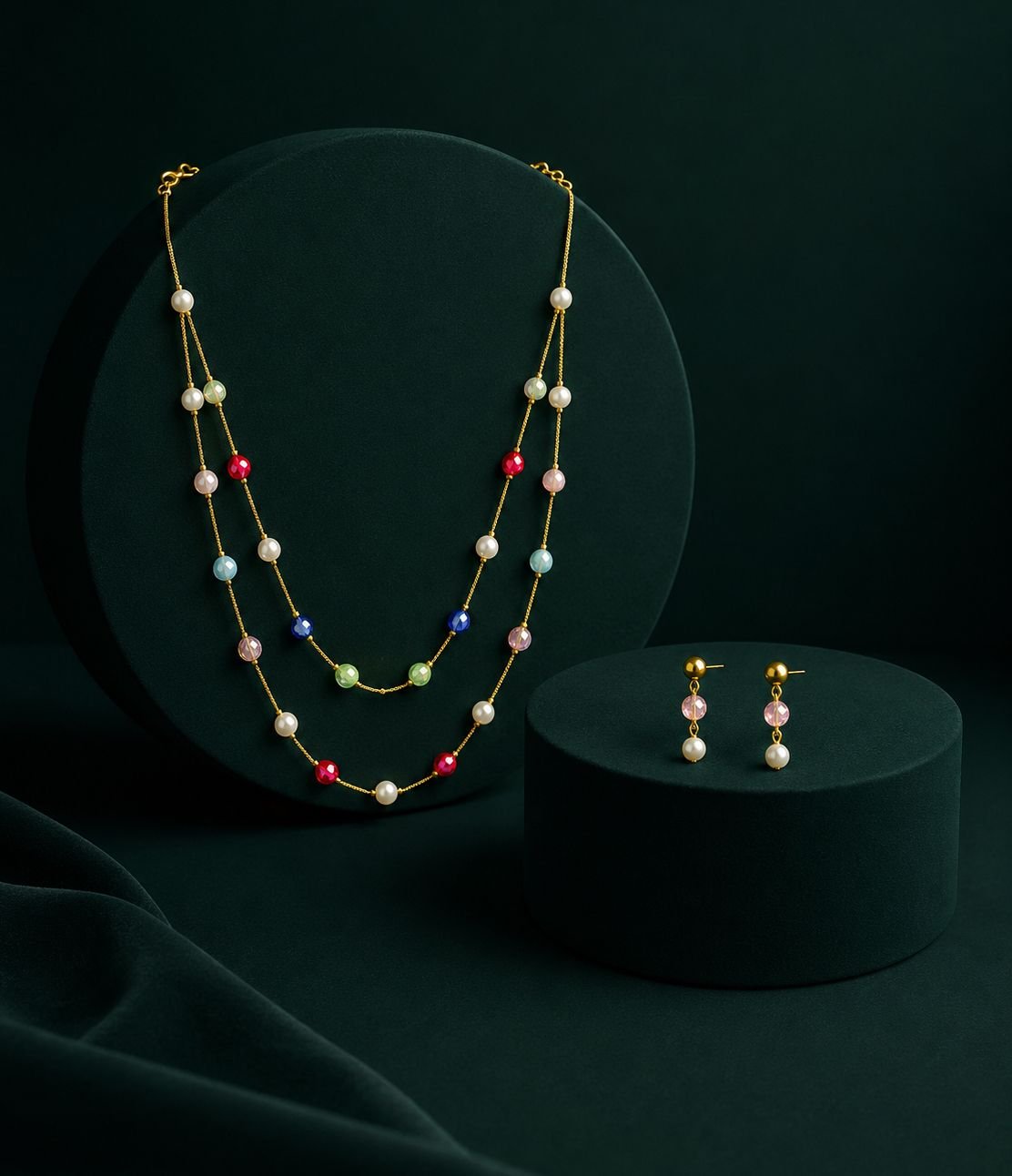 Rainbow Pearl Beaded Jewelry Set