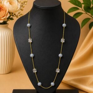 Moonstone Crystal Station Necklace