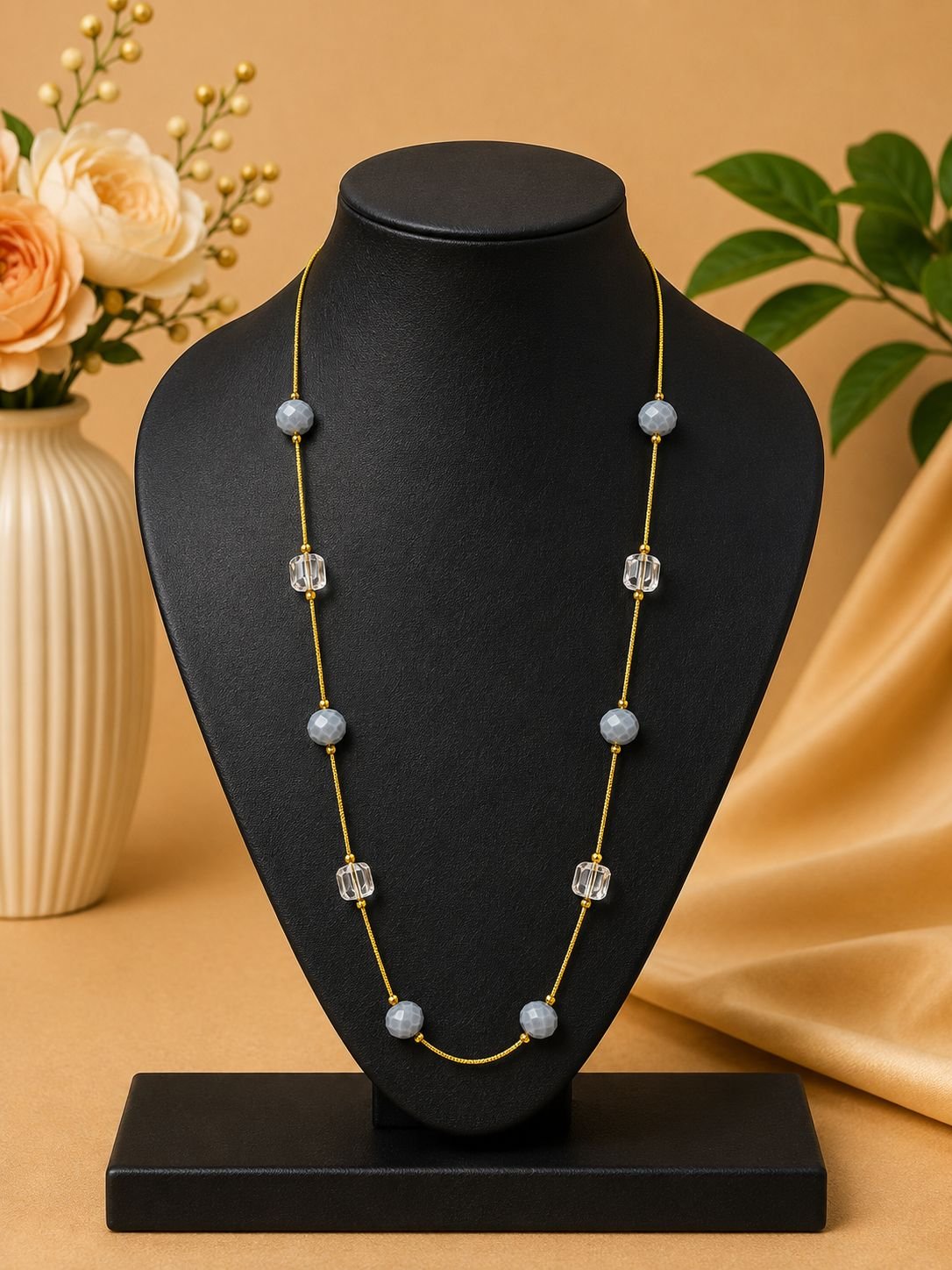 Moonstone Crystal Station Necklace