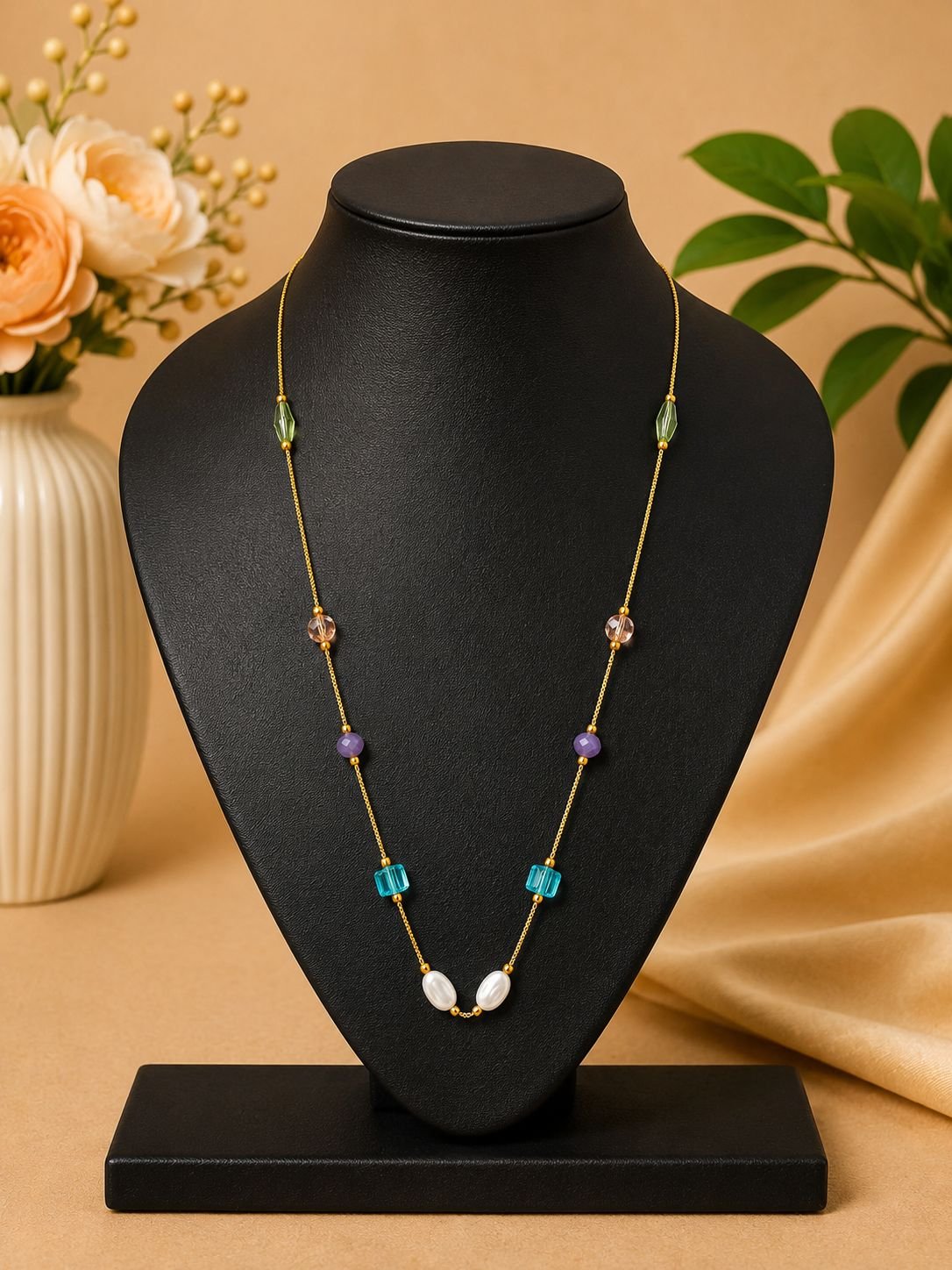 Aurora Multi-Bead Gold Chain Necklace