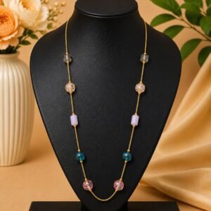 Aurora Crystal Beaded Station Necklace