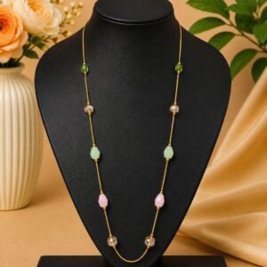 Pastel Bloom Beaded Long Necklace