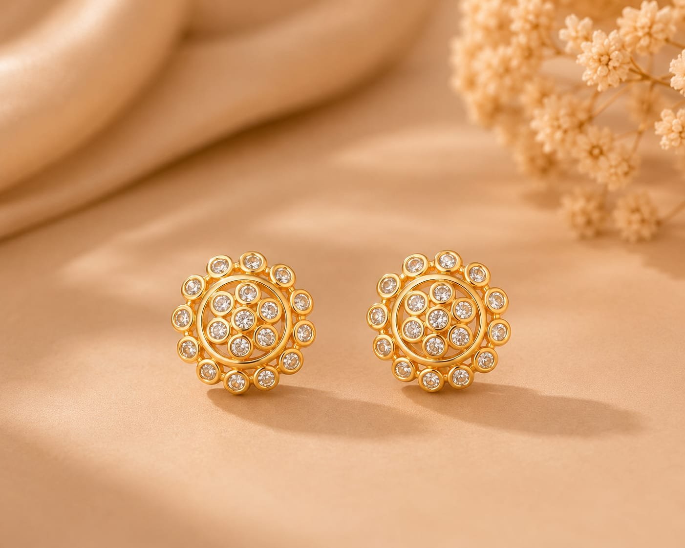 Radiant Floral Crystal Stud Earrings