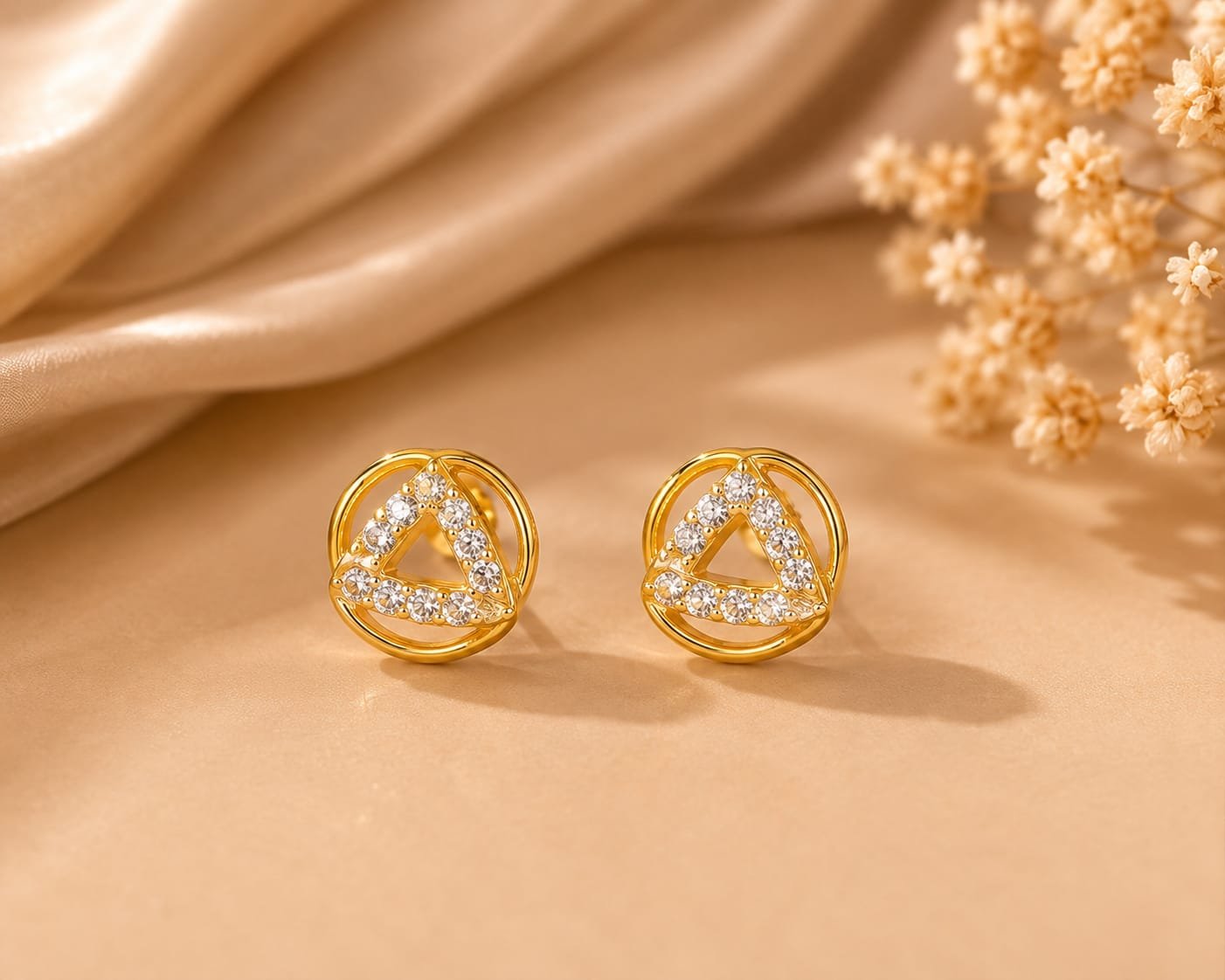 Trinity Crystal Circle Stud Earrings