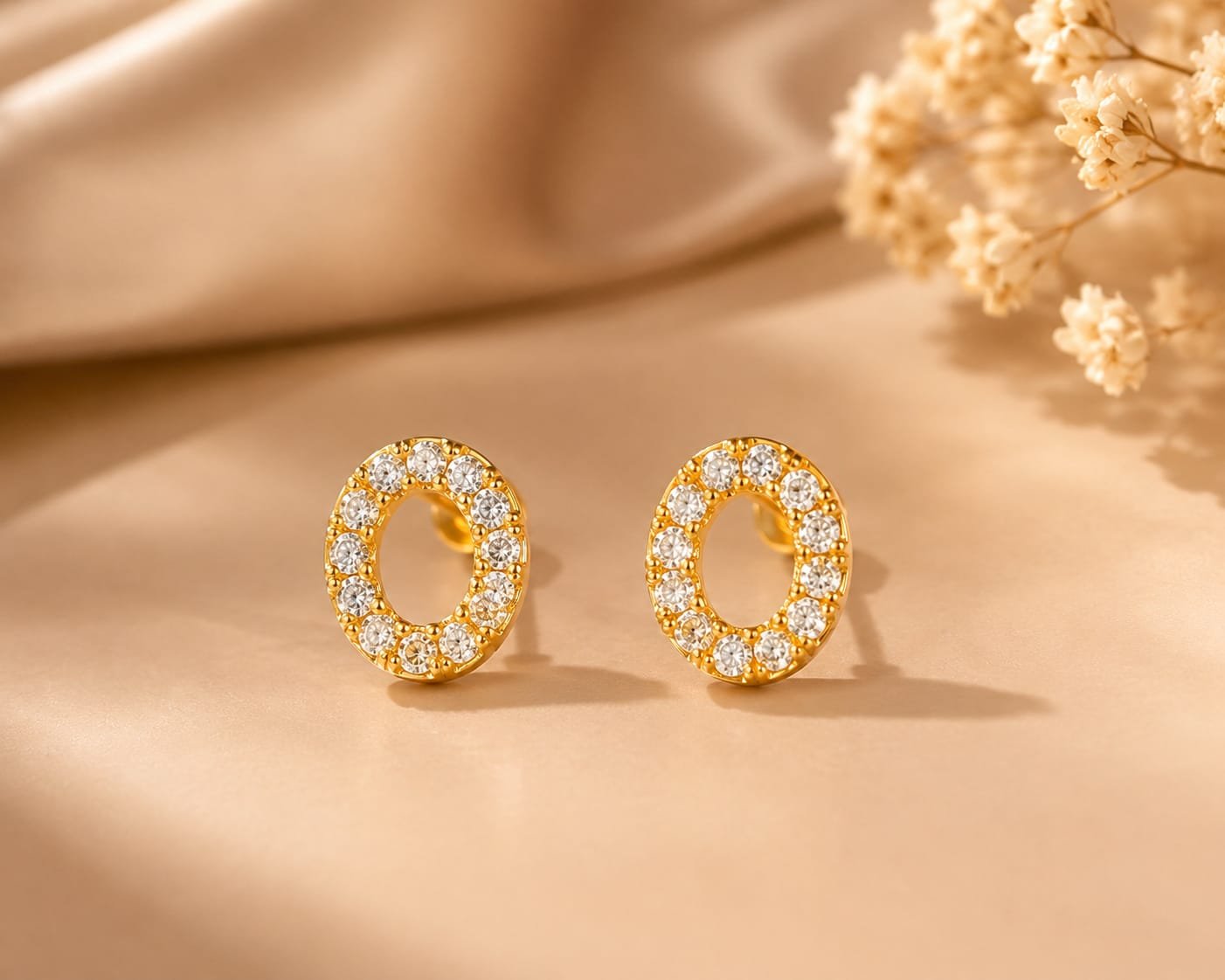 Oval Crystal Halo Stud Earrings