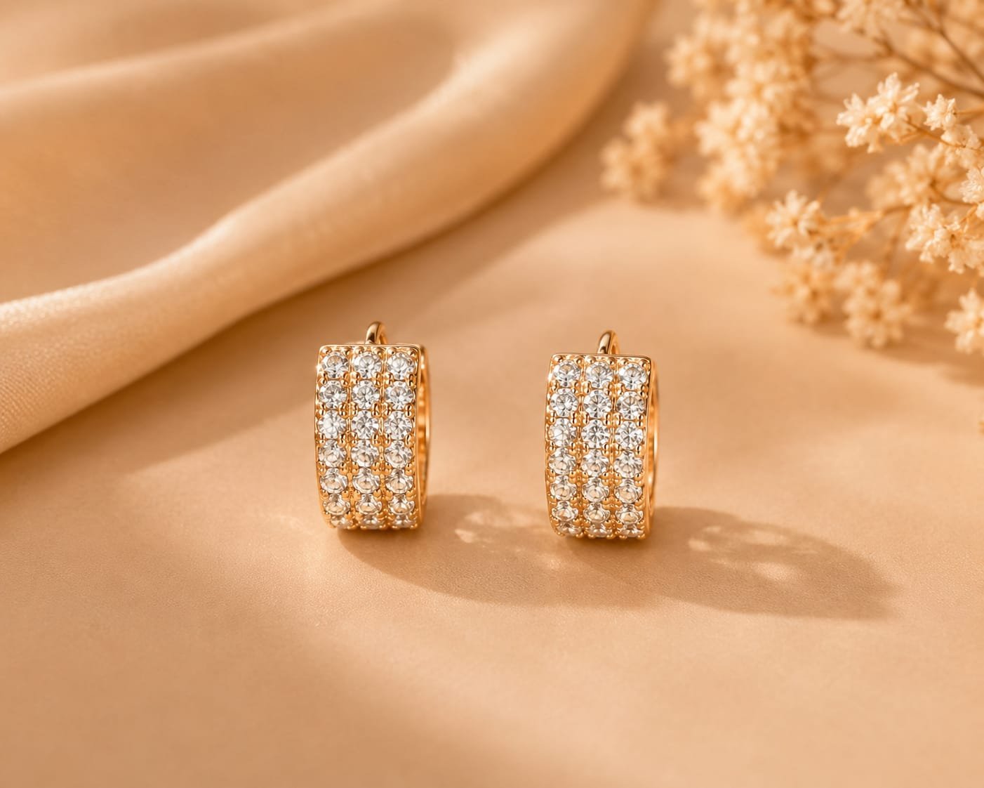 Sparkling Crystal Rectangle Hoop Earrings